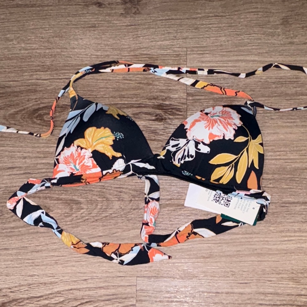 Roxy Black and Multicolor Bikini Top